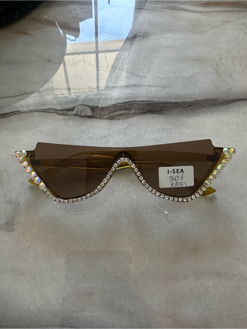 I-SEA Brown Rhinestone Shield Sunglasses – New With Tags